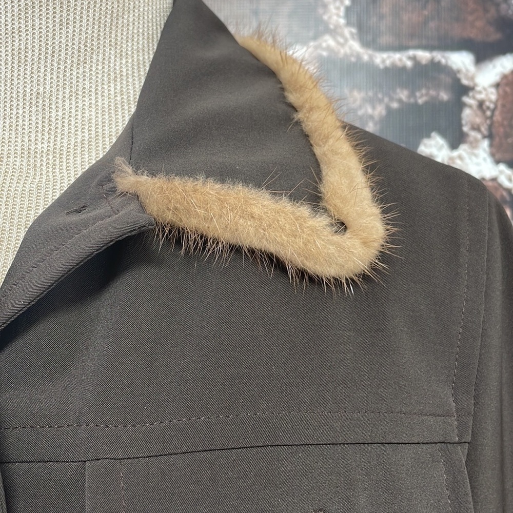 NAPOLEONE Jacket Lightweight Coat Italy Fur Trim Size IT42 US 6 - Picture 6 of 14